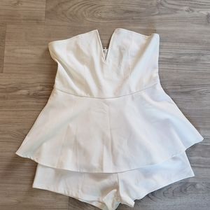 White Short V Cut Romper Size 14
